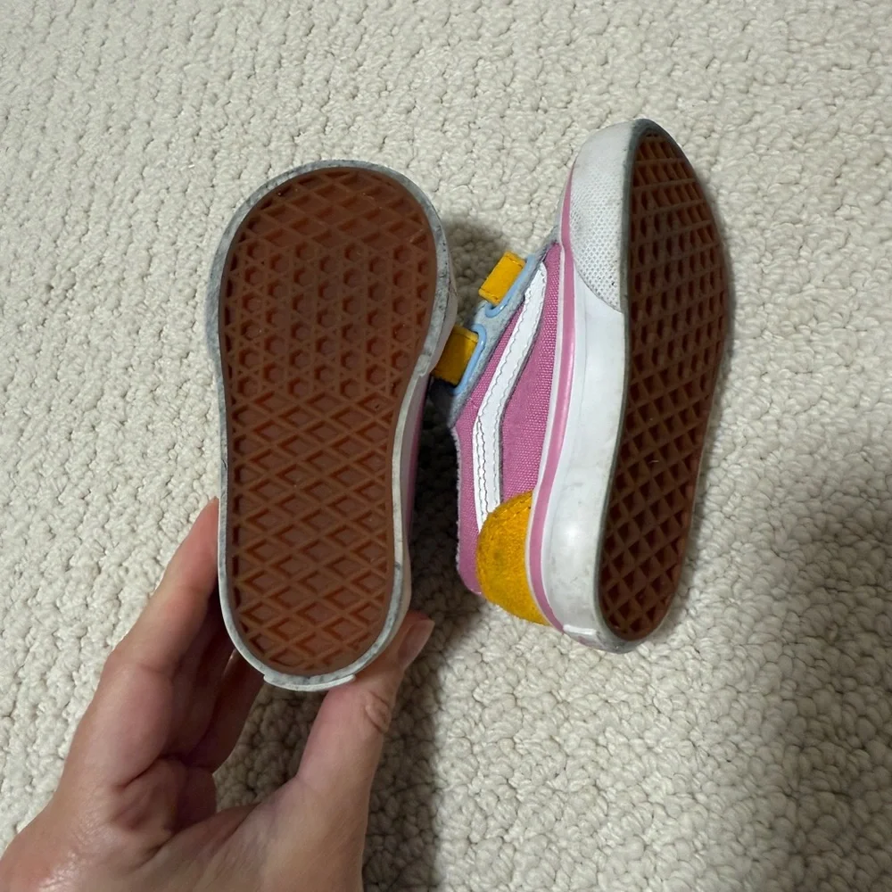 Vans Kids Suede & Canvas Velcro Sneakers - Pink, Light Blue & Mustard